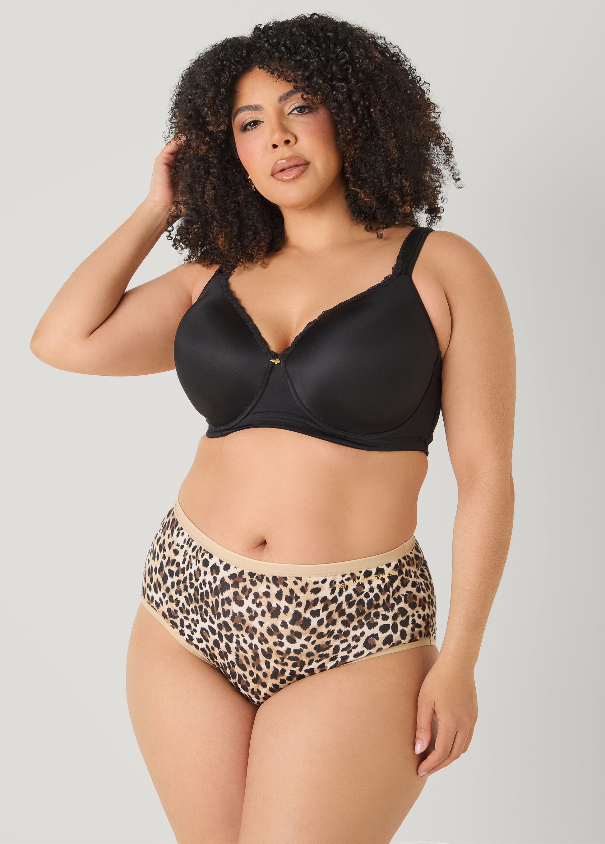 Ashley Stewart Animal Print Stretch Cotton Briefs Brown Animal