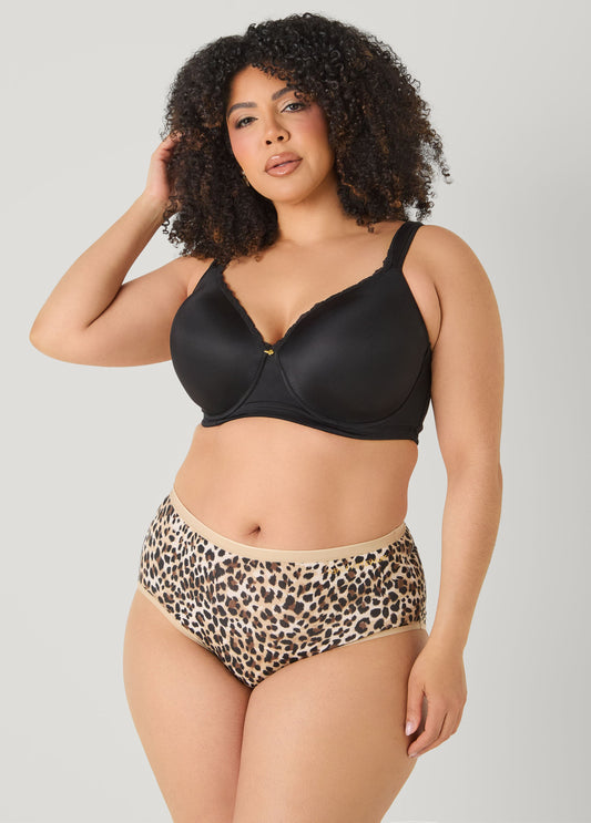 Ashley Stewart Animal Print Stretch Cotton Briefs Brown Animal