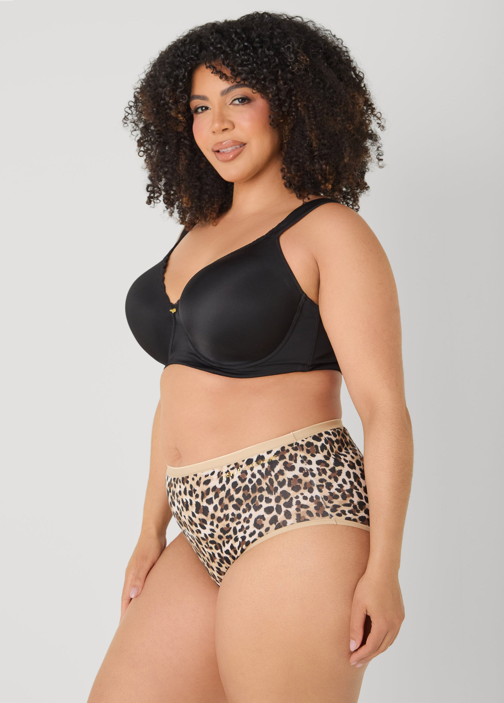 Ashley Stewart Animal Print Stretch Cotton Briefs Brown Animal