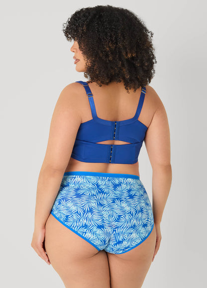 Ashley Stewart Palm Print Stretch Cotton Briefs Victoria Blue