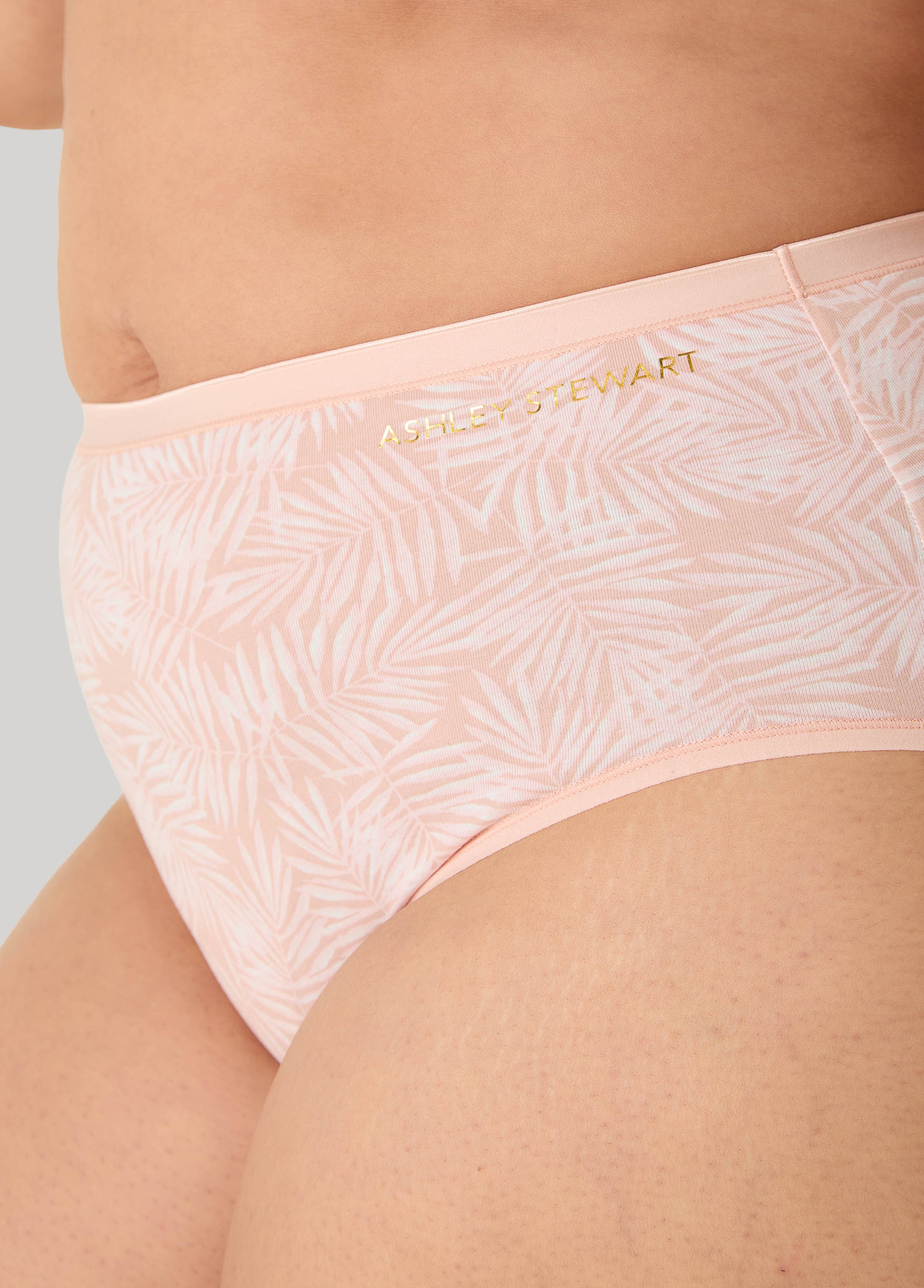 Ashley Stewart Palm Print Stretch Cotton Briefs Victoria Blue