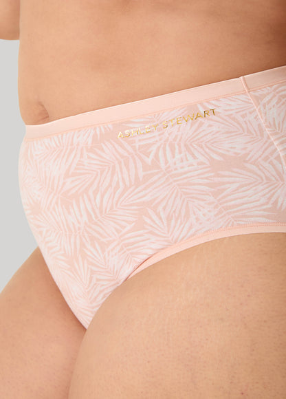 Ashley Stewart Palm Print Stretch Cotton Briefs Victoria Blue