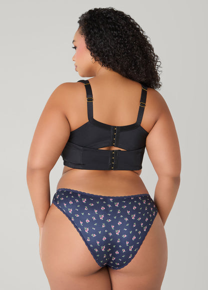 Ashley Stewart Lace Trimmed 3 Pack Bikini Panties Navy