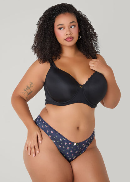 Ashley Stewart Lace Trimmed 3 Pack Bikini Panties Navy