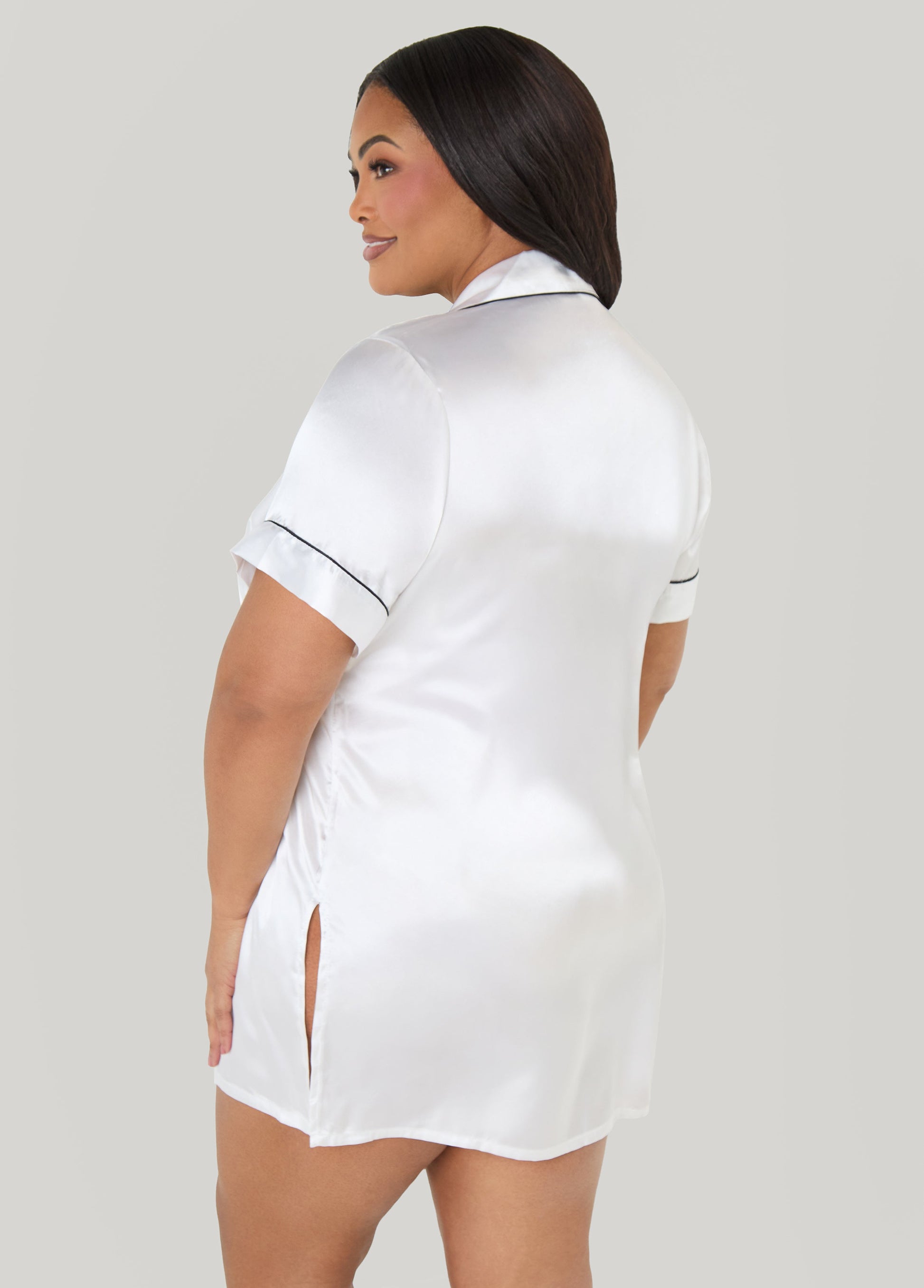 Ashley Stewart Satin Sleepshirt White