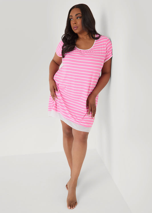 Ashley Stewart Ellen Tracy Striped Sleepshirt Pink