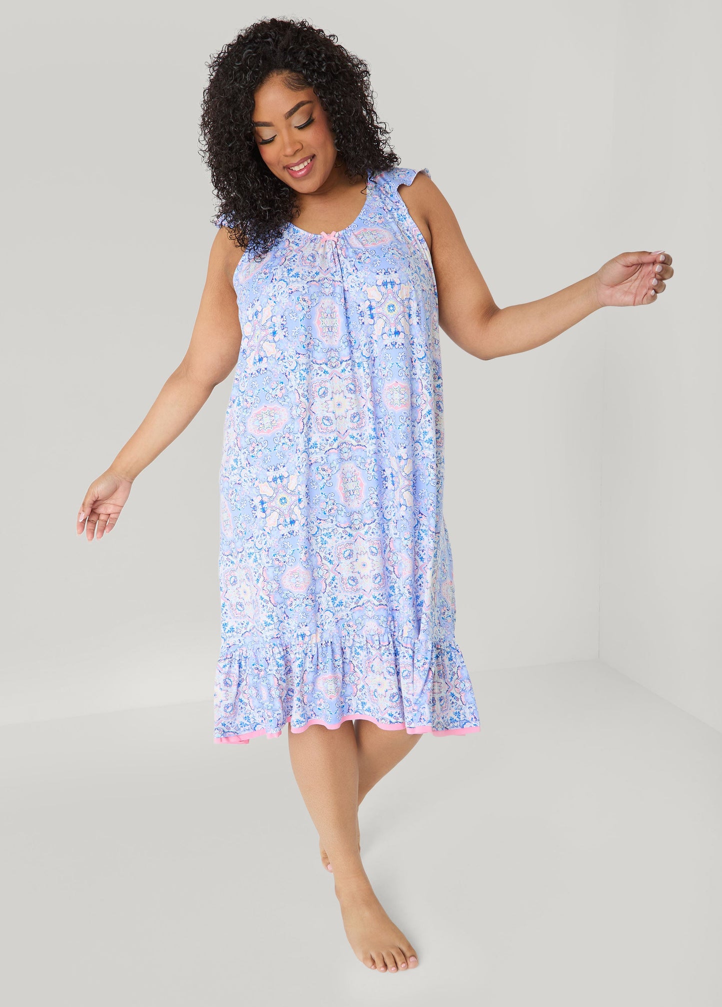 Ashley Stewart Ellen Tracy Printed Night Gown Blue