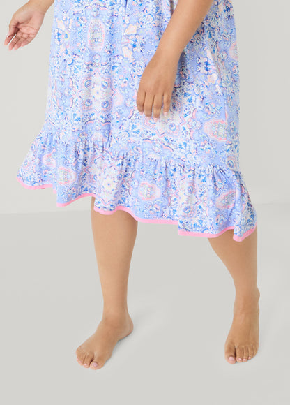 Ashley Stewart Ellen Tracy Printed Night Gown Blue