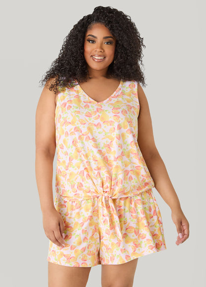 Ashley Stewart Moon To Noon Fruit Print Short Set Multi