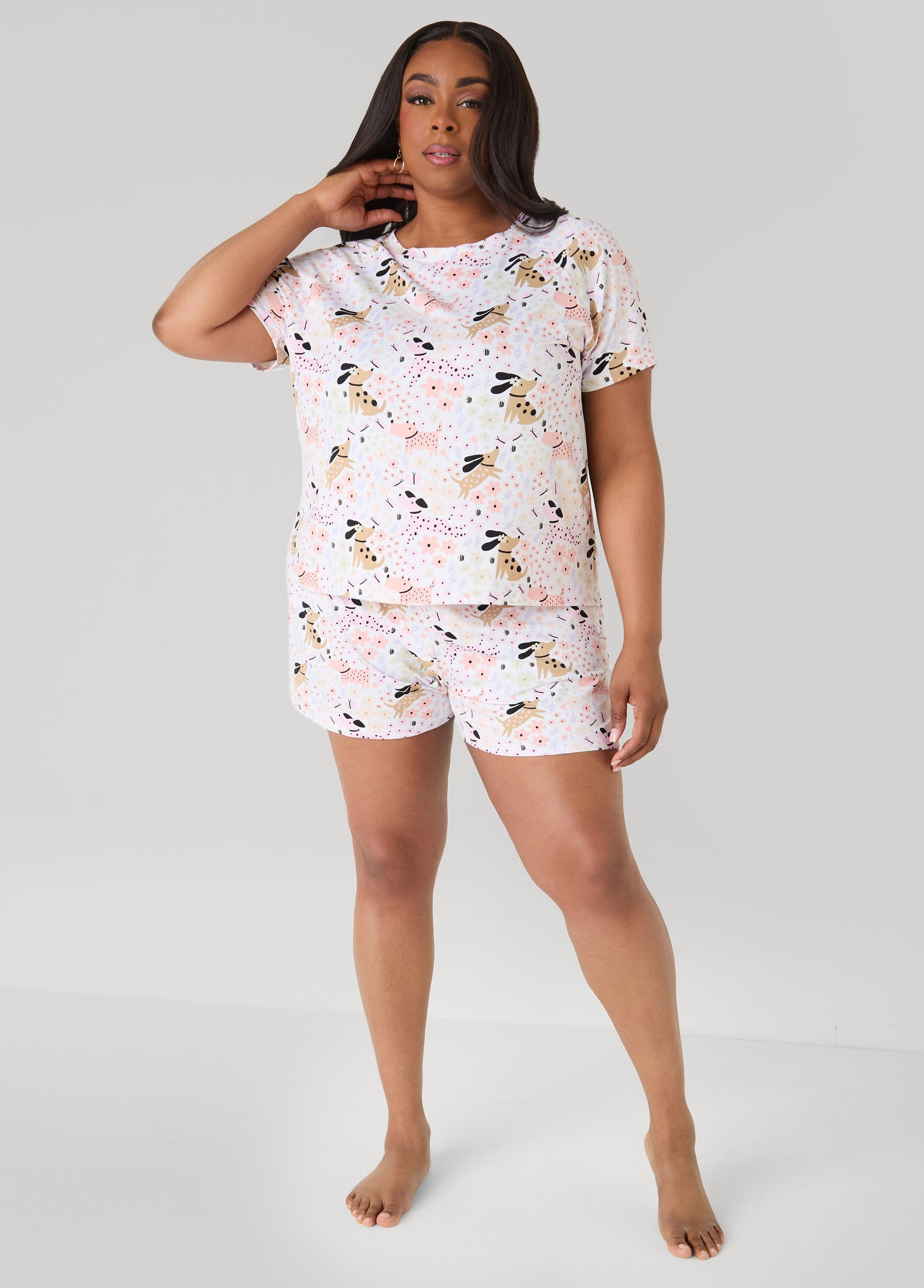 Ashley Stewart Moon To Noon Puppy Short Set Multi