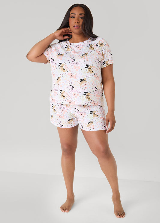 Ashley Stewart Moon To Noon Puppy Short Set Multi