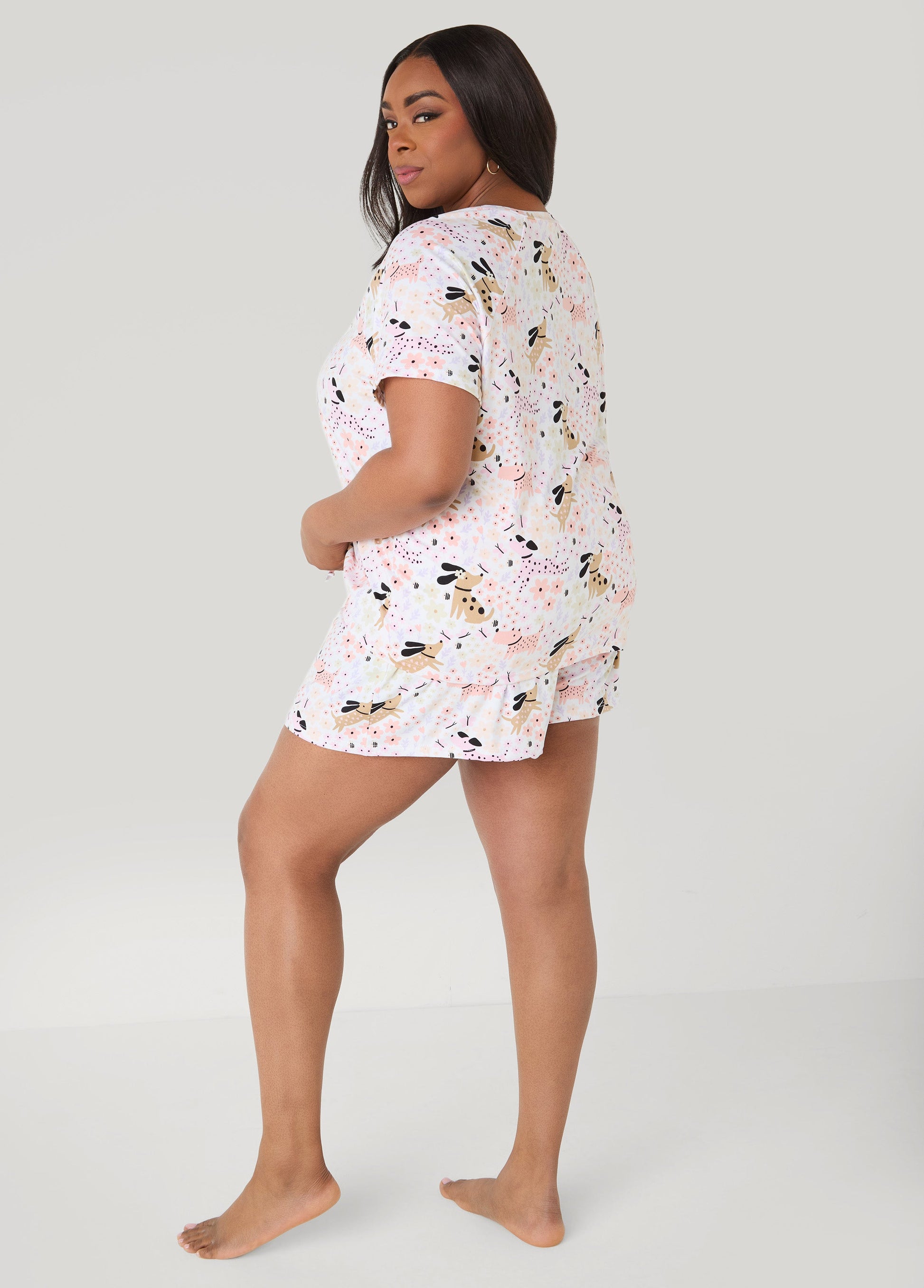 Ashley Stewart Moon To Noon Puppy Short Set Multi