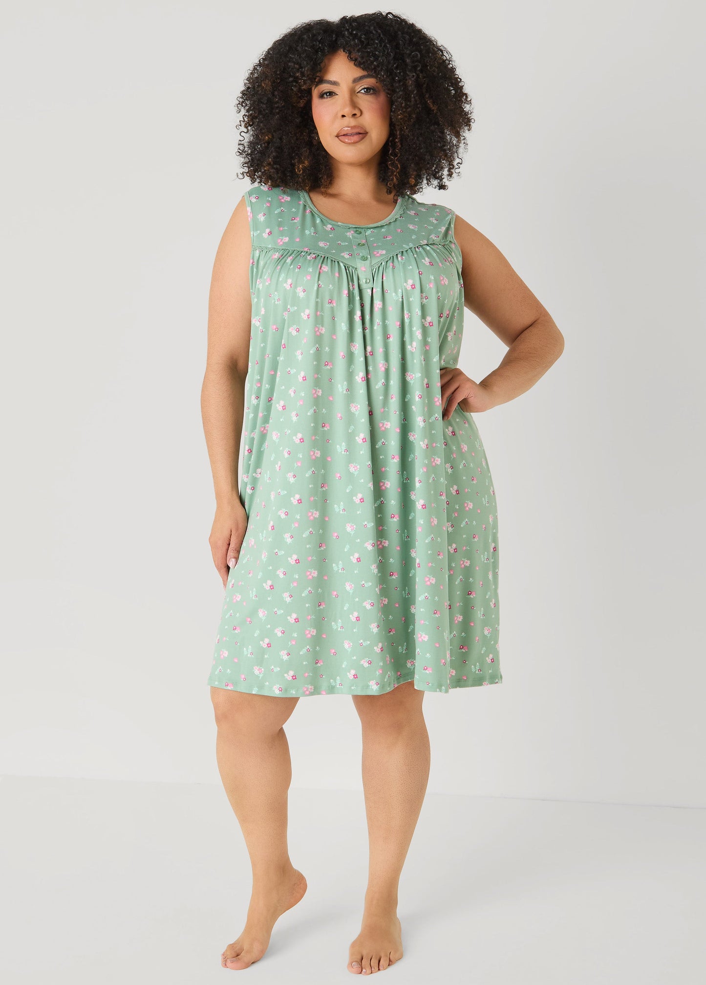 Ashley Stewart Moon To Noon Floral Nightgown Green