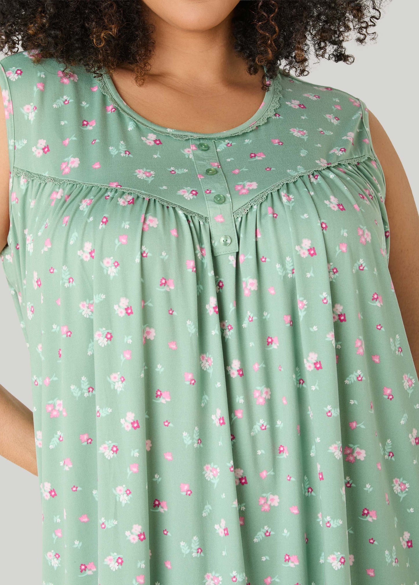 Ashley Stewart Moon To Noon Floral Nightgown Green