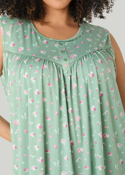 Ashley Stewart Moon To Noon Floral Nightgown Green