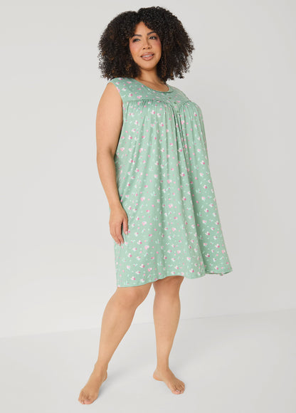 Ashley Stewart Moon To Noon Floral Nightgown Green