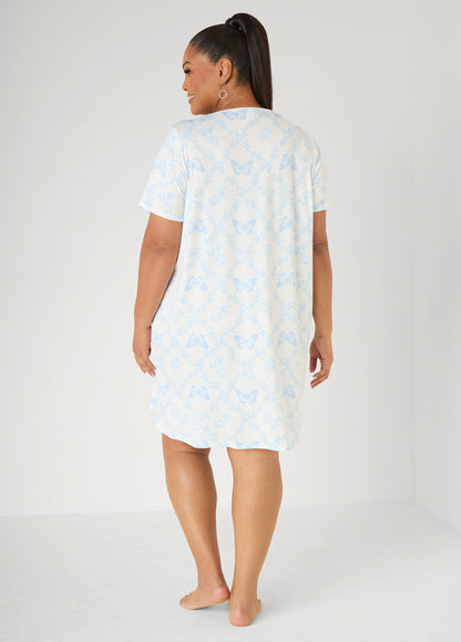 Ashley Stewart Moon To Noon Butterfly Sleep Dress Blue