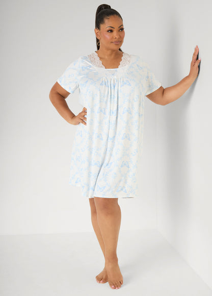 Ashley Stewart Moon To Noon Butterfly Sleep Dress Blue