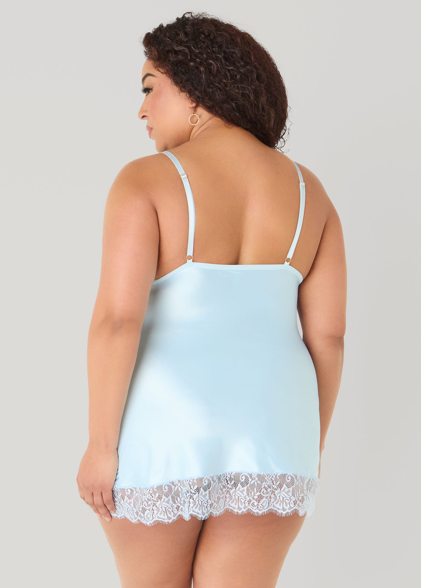 Ashley Stewart Satin Chemise Set Blue