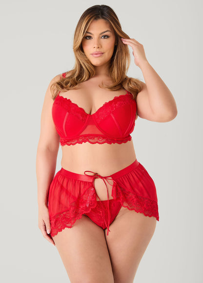 Ashley Stewart Mesh Bra And Skirt 3 Pc Set Black