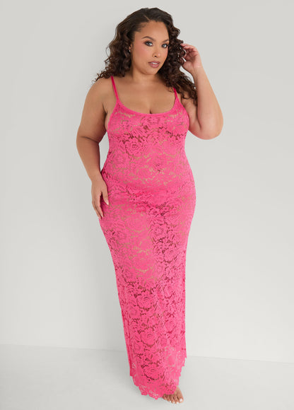 Ashley Stewart Lace Lingerie Gown Pink