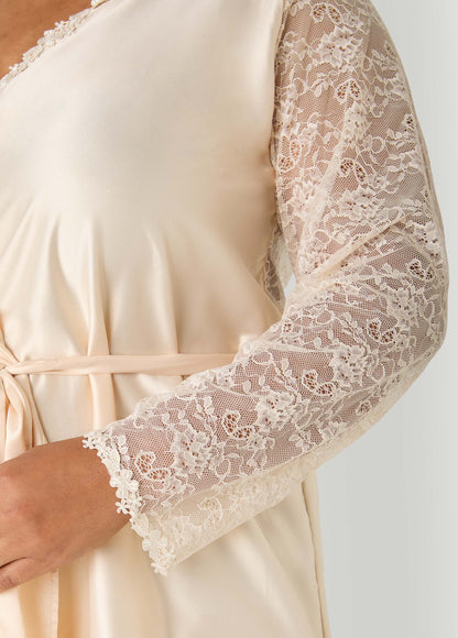 Ashley Stewart Lace Paneled Robe Pink