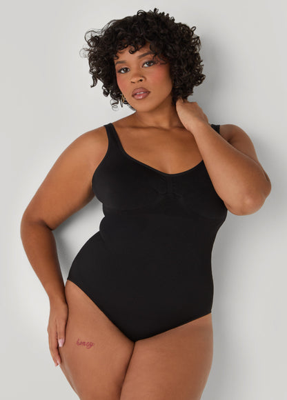Ashley Stewart Seamless Medium Control Bodysuit Black