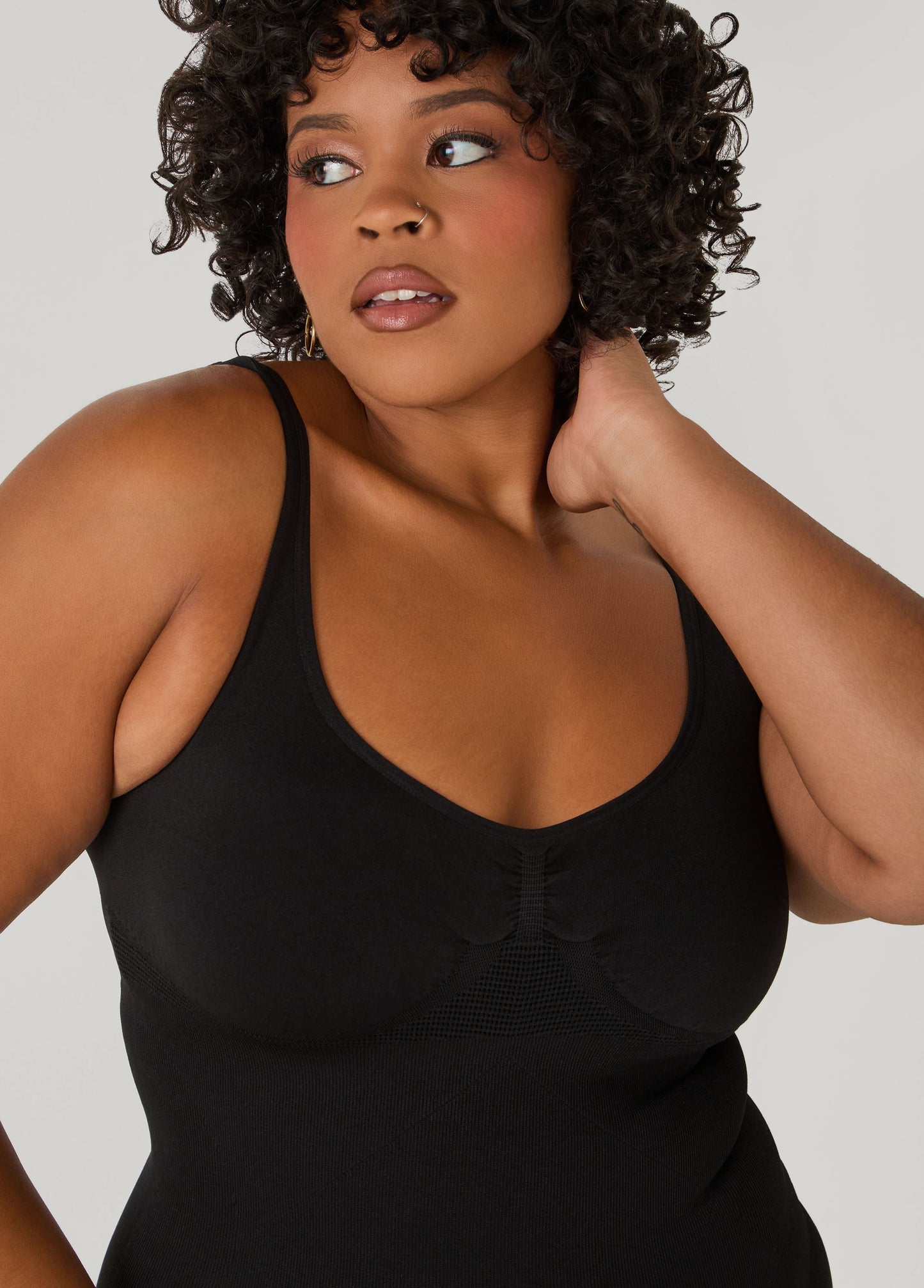 Ashley Stewart Seamless Medium Control Bodysuit Black