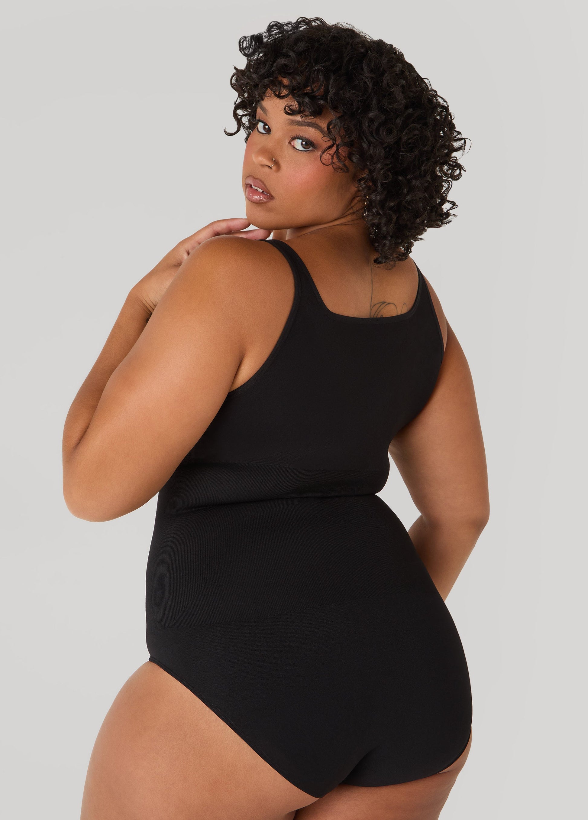 Ashley Stewart Seamless Medium Control Bodysuit Black