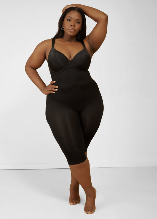 Ashley Stewart Plus Size High Waist Shaping Control Capri Black