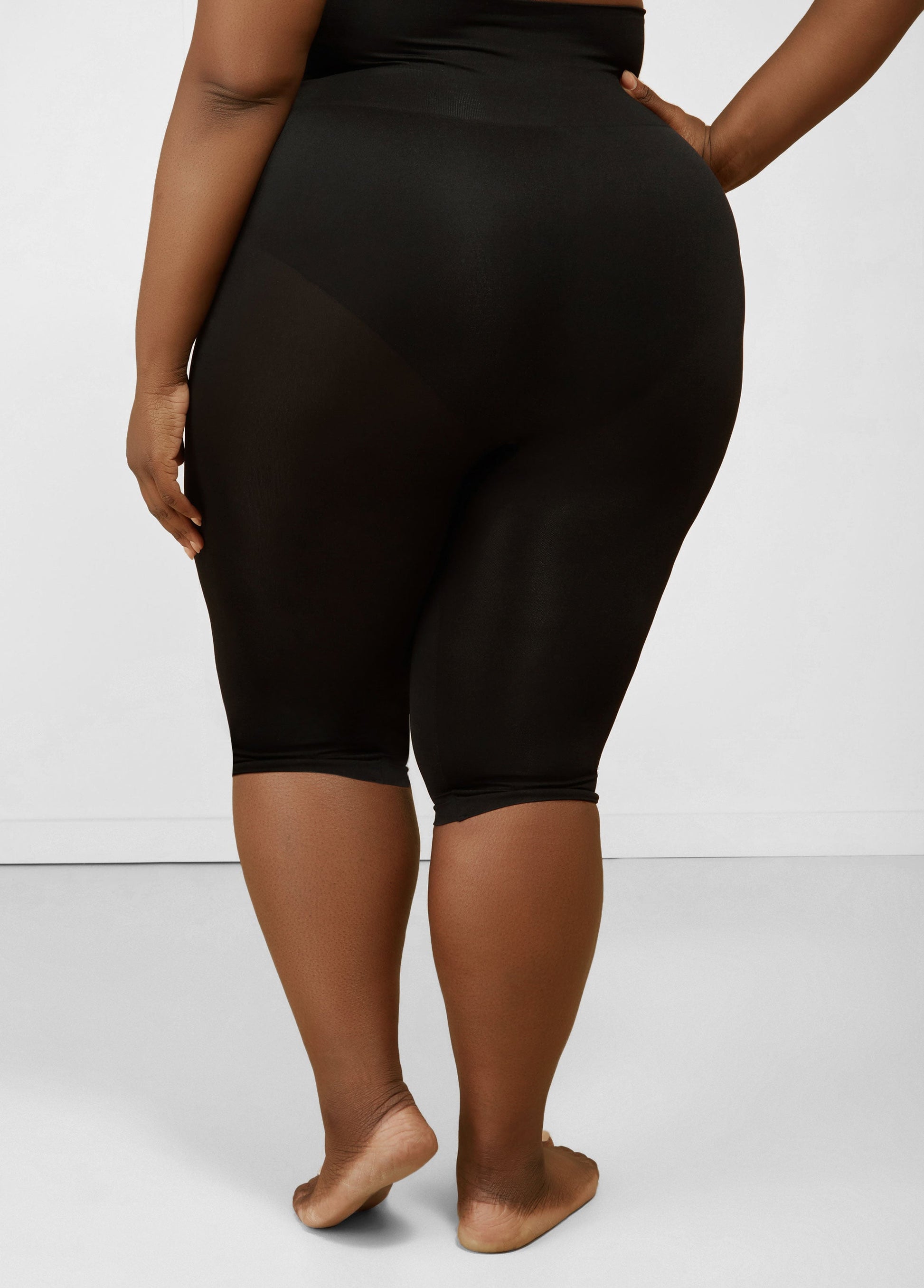 Ashley Stewart Plus Size High Waist Shaping Control Capri Black