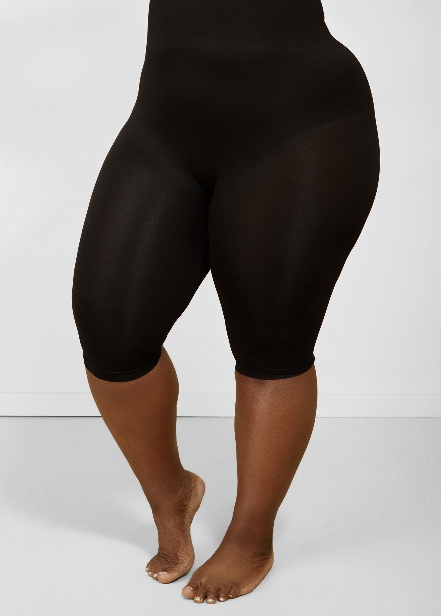 Ashley Stewart Plus Size High Waist Shaping Control Capri Black