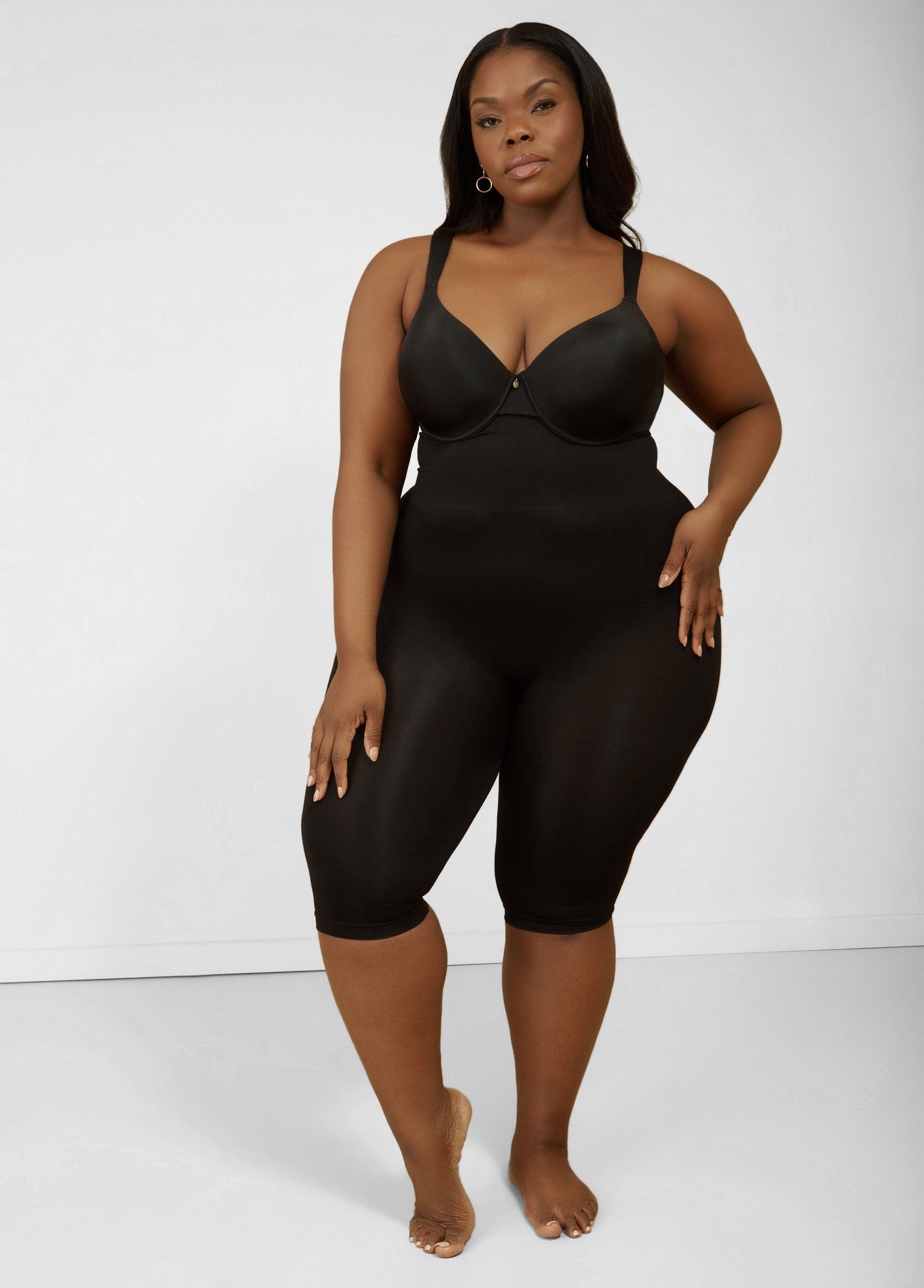 Ashley Stewart Plus Size High Waist Shaping Control Capri Black