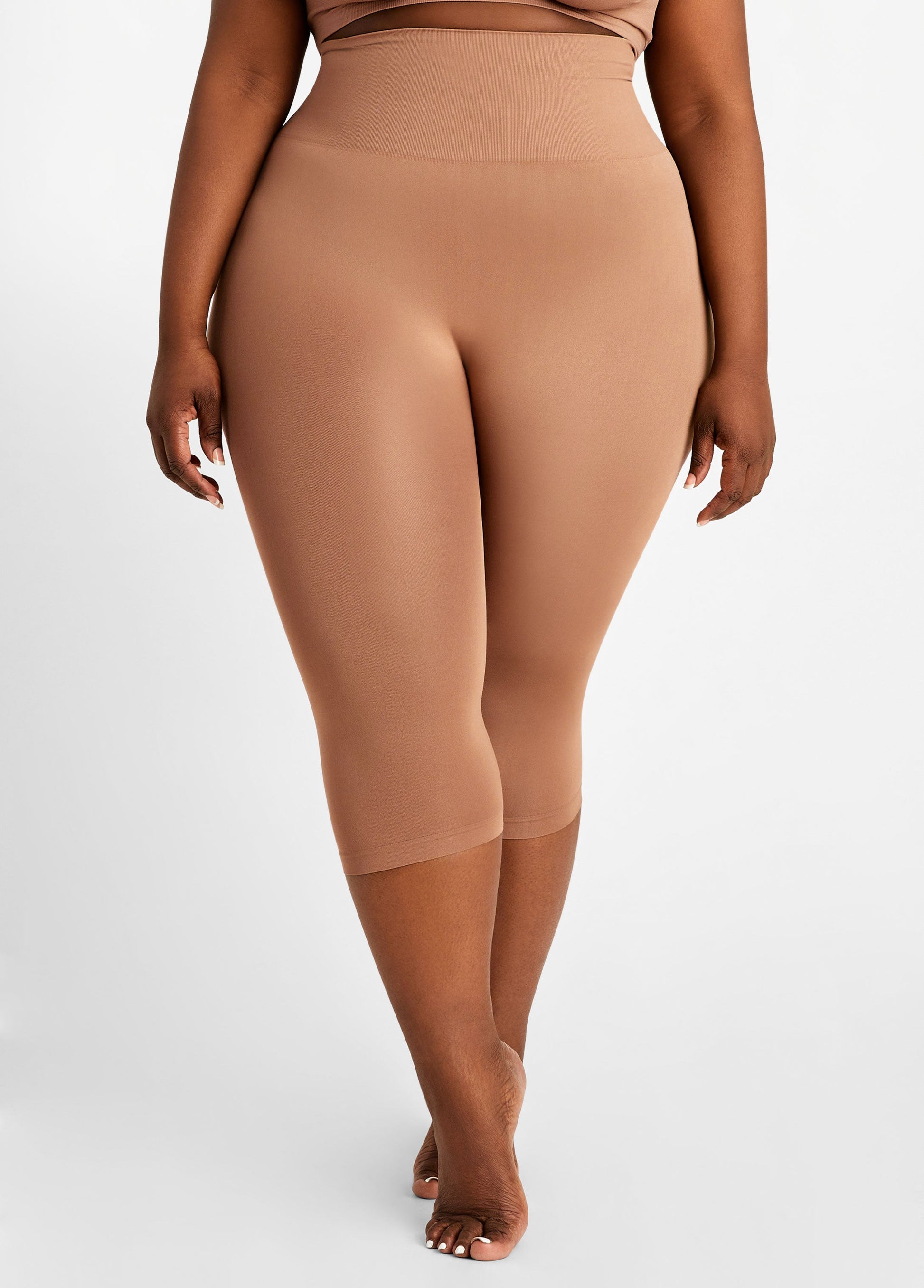 Ashley Stewart Plus Size High Waist Shaping Control Capri Black