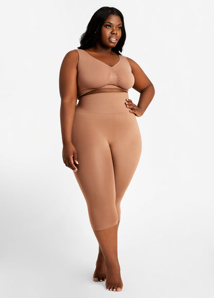 Ashley Stewart Plus Size High Waist Shaping Control Capri Black