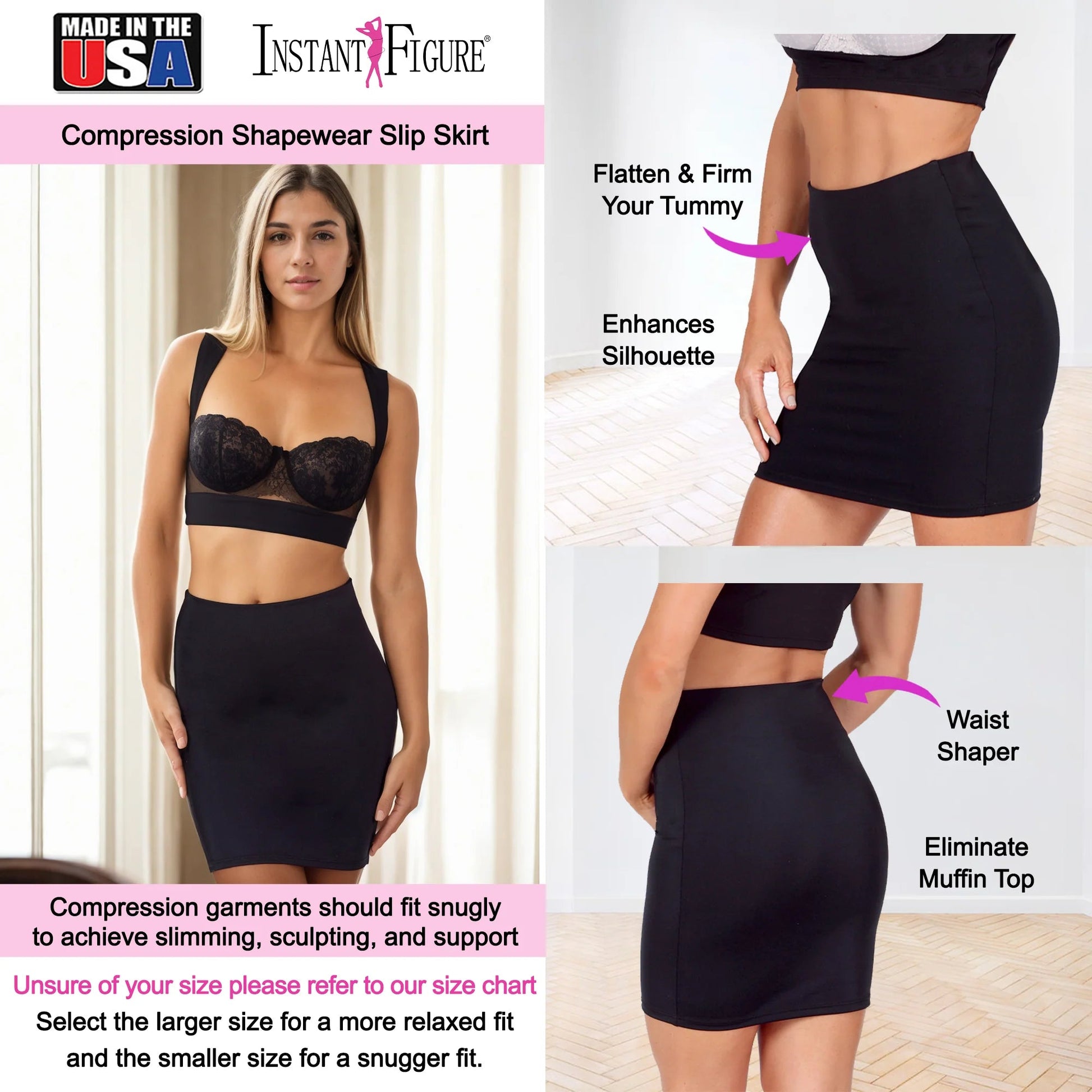 Ashley Stewart InstantFigure Shapewear Slip Skirt Black