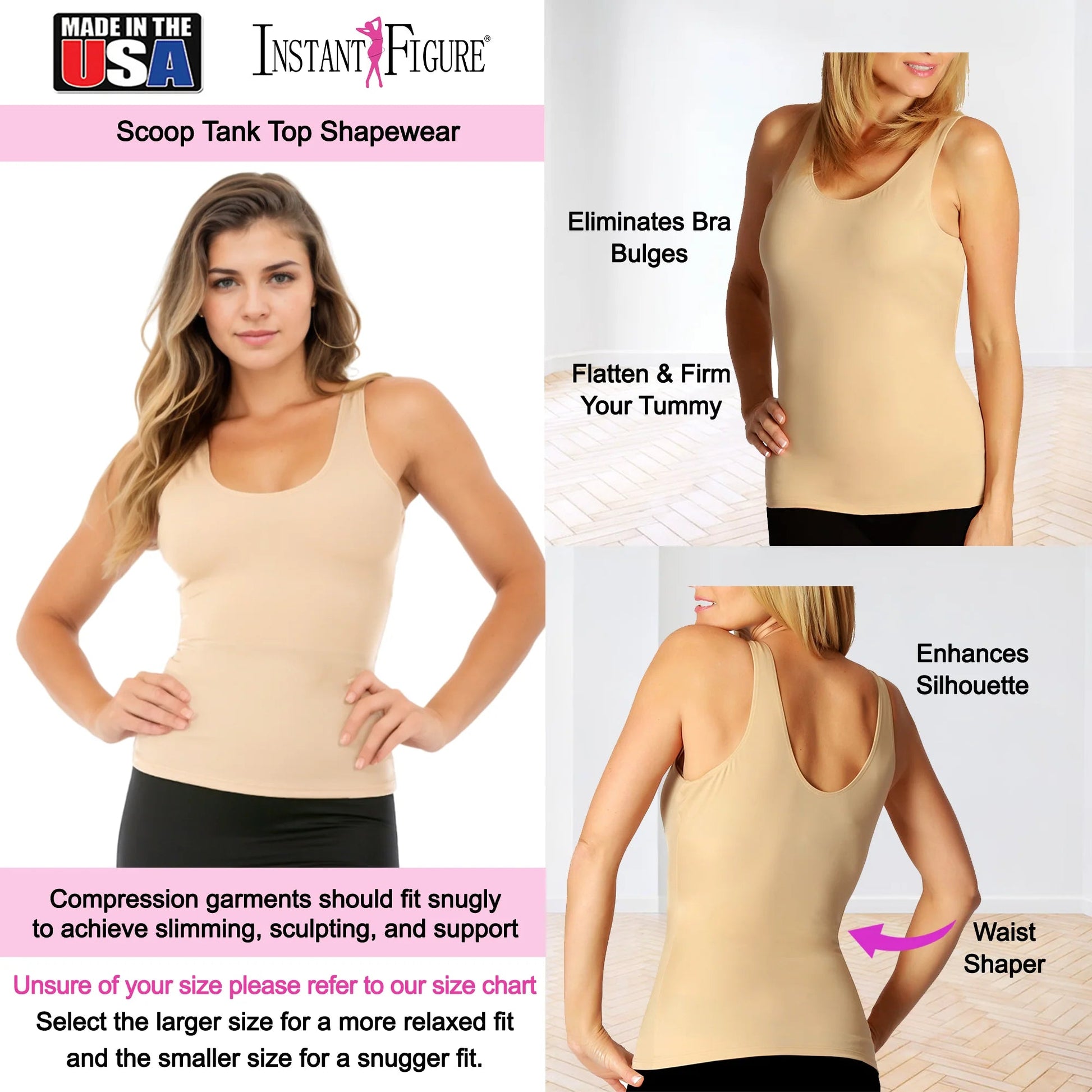 Ashley Stewart InstantFigure Compression Shapewear Tank Black