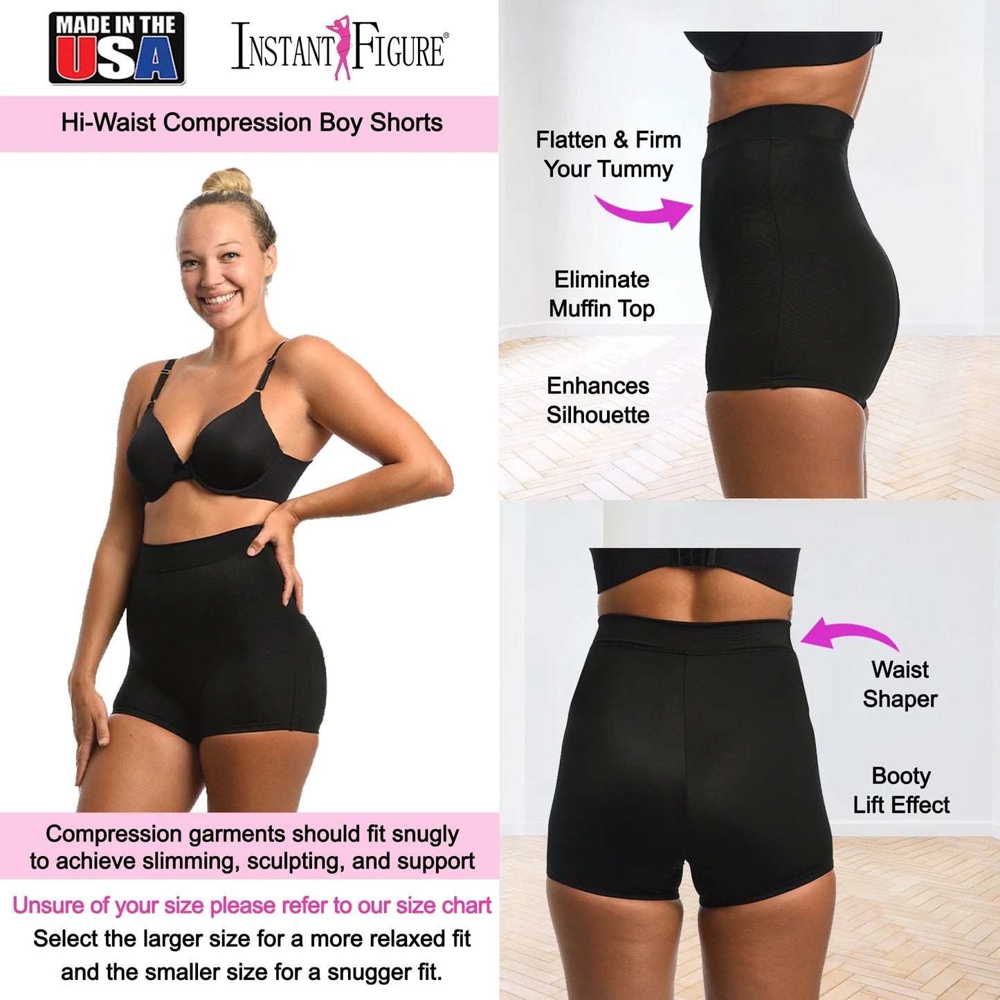 Ashley Stewart InstantFigure High Waist Compression Shorts Black