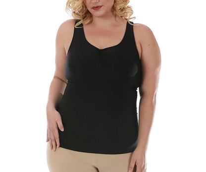 Ashley Stewart InstantFigure Shirred Shapewear Tank Black