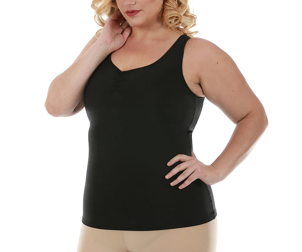 Ashley Stewart InstantFigure Shirred Shapewear Tank Black