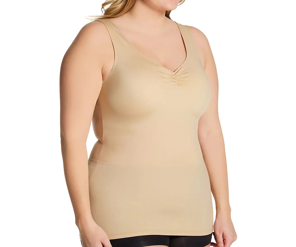 Ashley Stewart InstantFigure Shirred Shapewear Tank Black