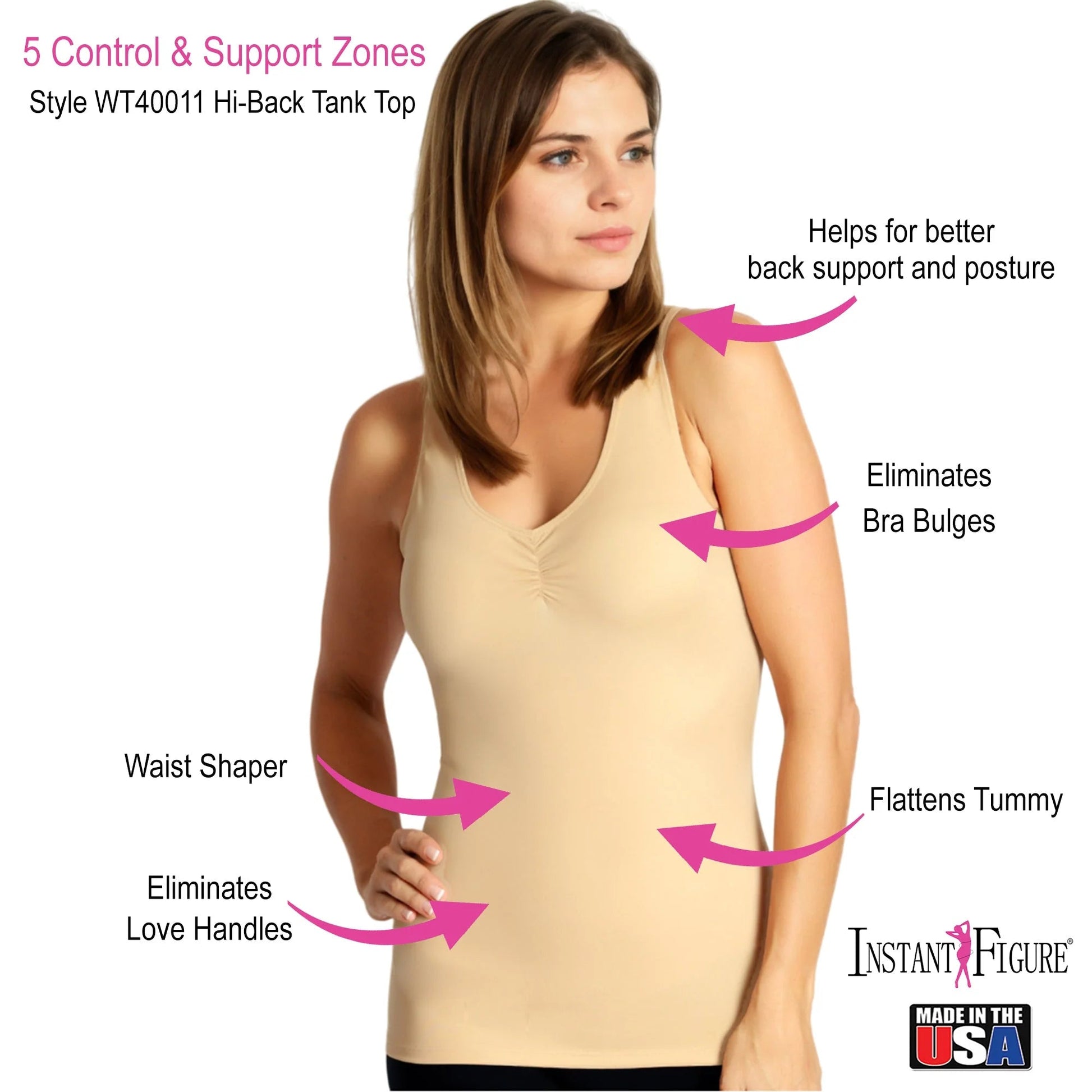 Ashley Stewart InstantFigure Shirred Shapewear Tank Black