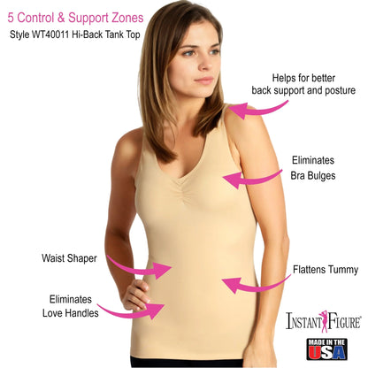 Ashley Stewart InstantFigure Shirred Shapewear Tank Black