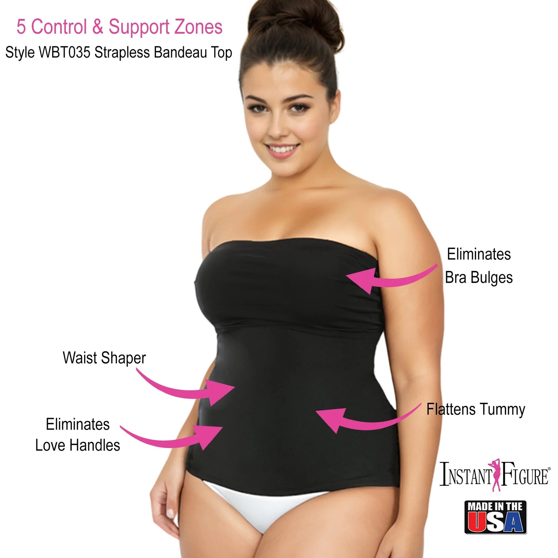 Ashley Stewart InstantFigure Strapless Bandeau Top Black