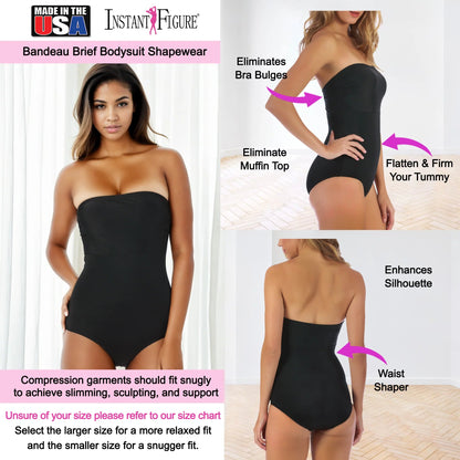 Ashley Stewart InstantFigure Bandeau Shapewear Bodysuit Black