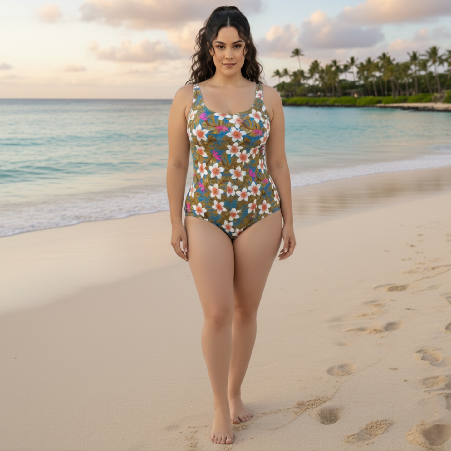 Ashley Stewart InstantFigure Hawaii Scoop Back Swimsuit Hawaii
