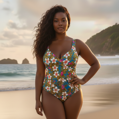 Ashley Stewart InstantFigure Hawaii Faux Wrap Swimsuit Hawaii
