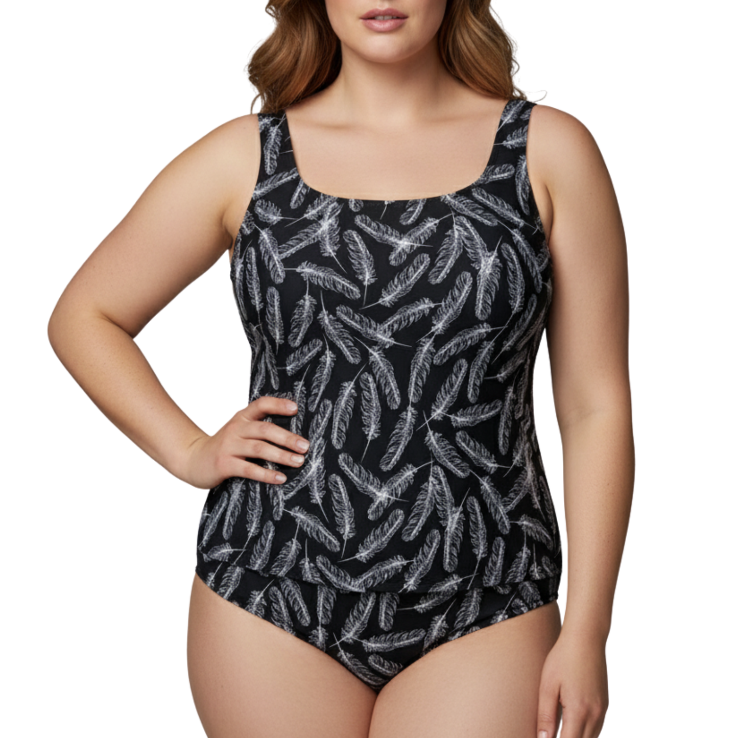Ashley Stewart InstantFigure Feathers Hipster Swim Bottoms Black White