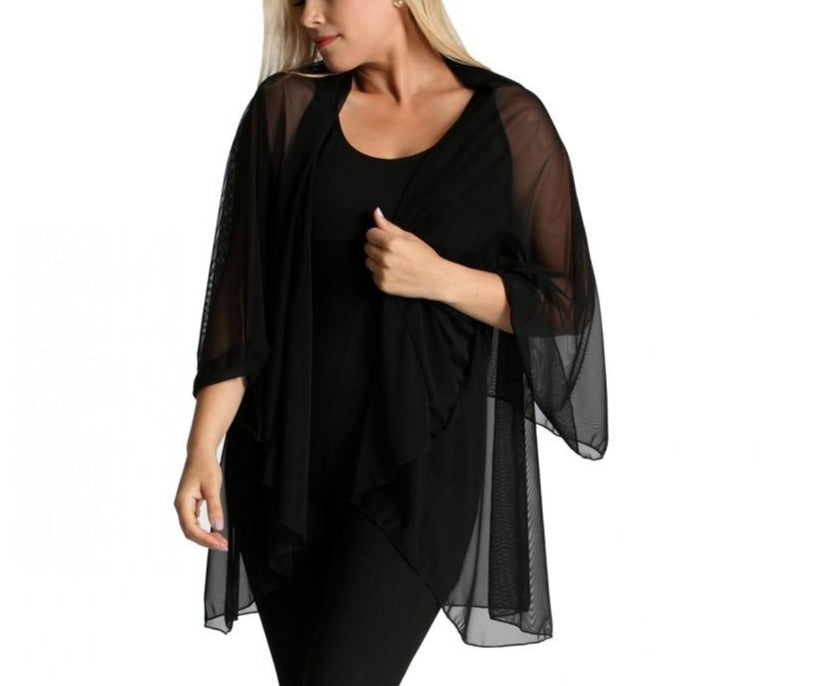 Ashley Stewart InstantFigure Short Mesh Coverup Black