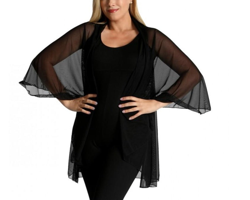 Ashley Stewart InstantFigure Short Mesh Coverup Black